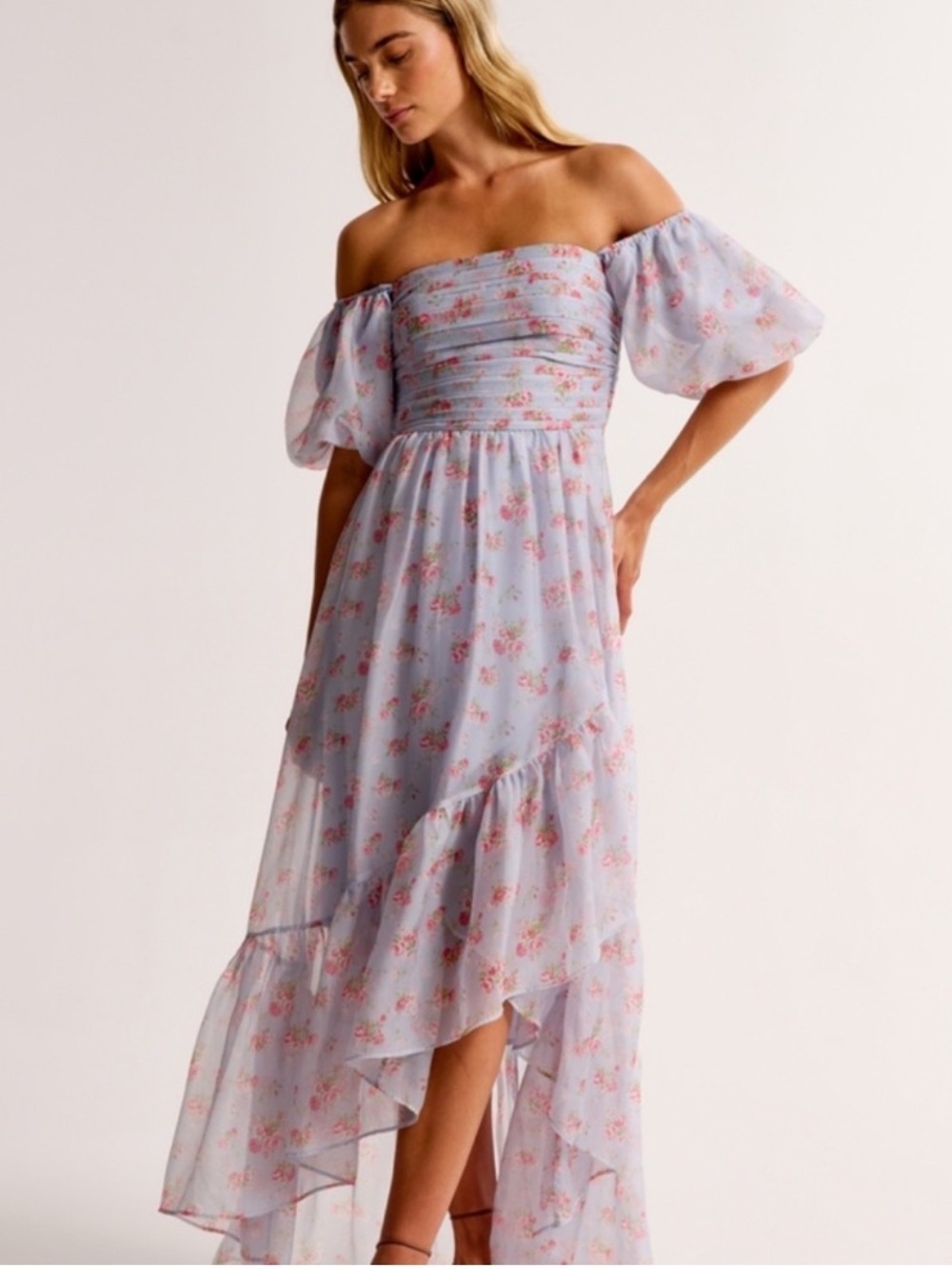 NWT Abercrombie & Fitch Emerson Off-The-Shoulder Drama Maxi Dress romantic XSP